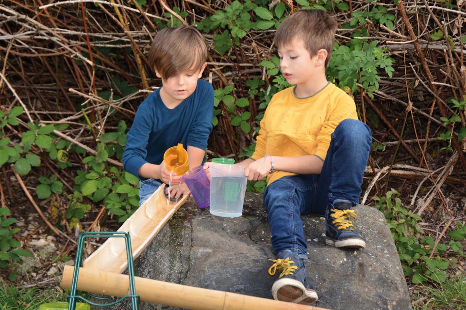 Wasserrinnen Bambus 4er Set